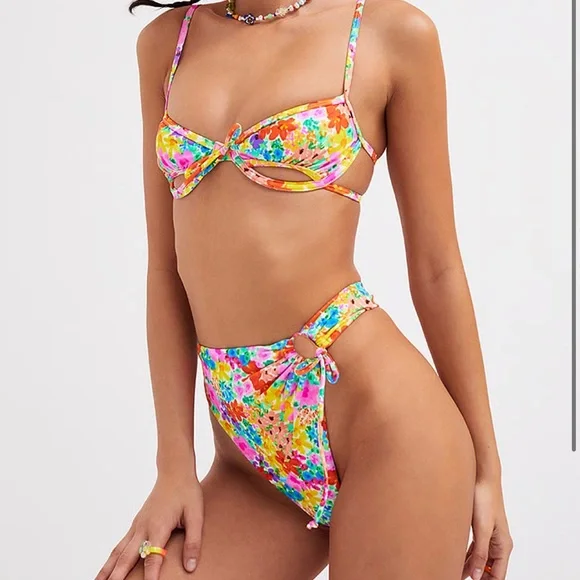 For Love and Lemons Bright Floral Bikini Set - Picture 1 of 5